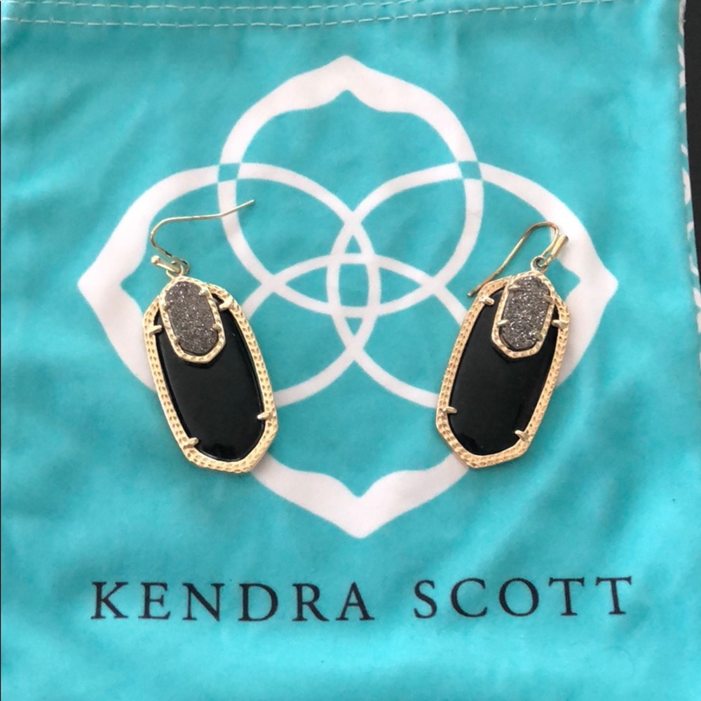 Kendra Scott Emmy Black and Silver Druzy Earring
